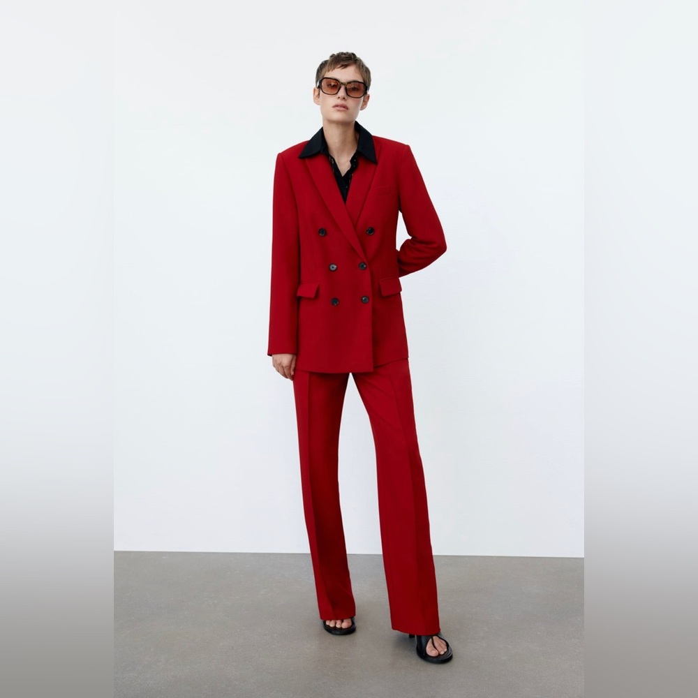 Zara Red Francoise Full Length Pants